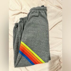 AVIATOR NATION grey with 5 stripe sweatpants. Only worn around 5-6 times. Size L